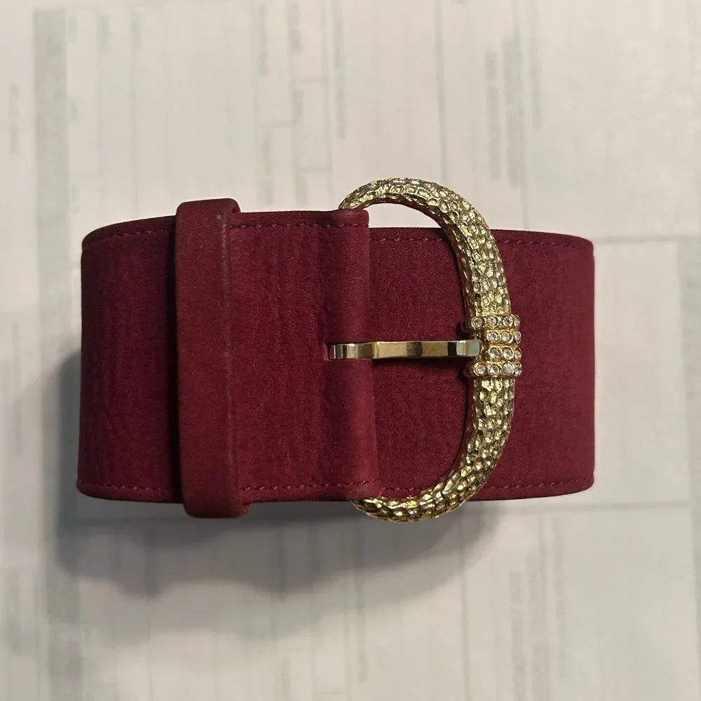 Vintage Christian Dior Burgundy Leather/Suede Belt(Size 70)